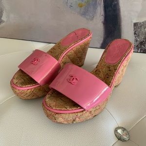 CHANEL Cork Wedge Sandal